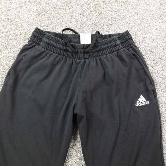 Adidas Pants Mens L Black Track Warm Up Drawstring Jogger Sweatpants Gym Tapered - Picture 6 of 12
